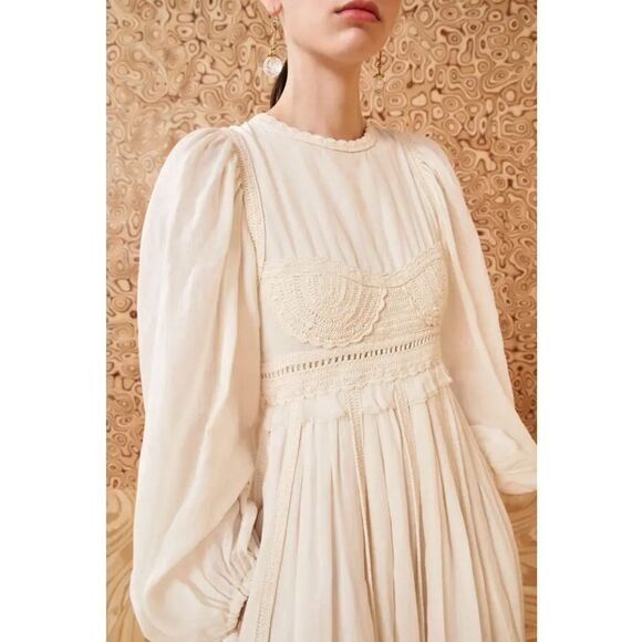 Ulla Johnson Aviva Knitted Cotton-trimmed Ramie Midi Dress in Pristine 4 - Picture 14 of 14